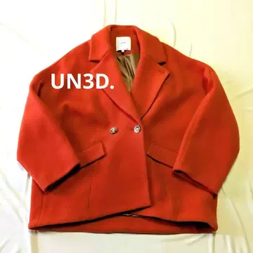 UN3D. 코트 울 100% 오렌지 레드 미들 기장 36 코쿤