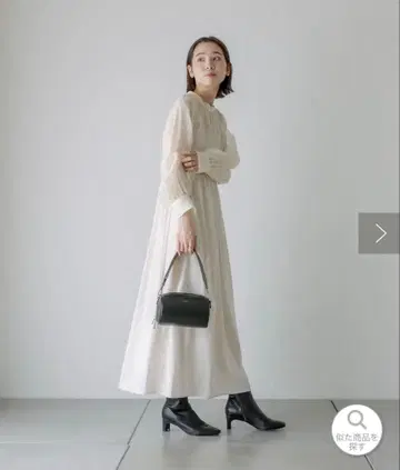 [ mline ] 셔링 시어 원피스 (아이보리)