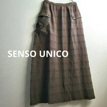 센소유니코 변형 포켓 올리브 롱 스커트