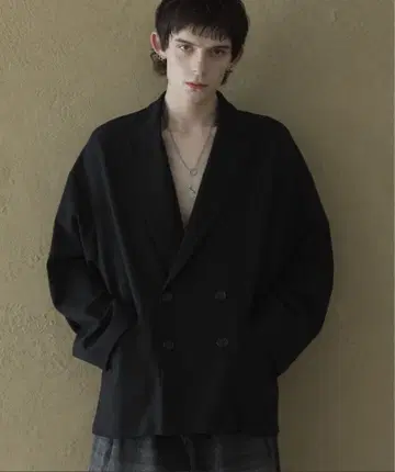 오버 사이즈 더블 브레스트 자켓 블랙