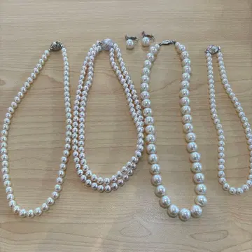 화이트 펄 목걸이 세트 귀걸이