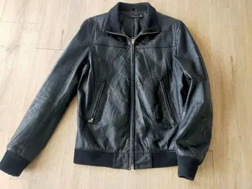 블랙 가죽 자켓 돈피