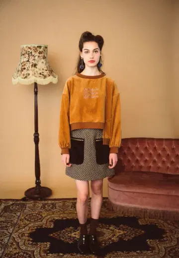 퍼 포켓 트위드 미니 스커트