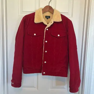 a.p.c 천연 가죽 양가죽 무스탕 코듀로이 보아 자켓