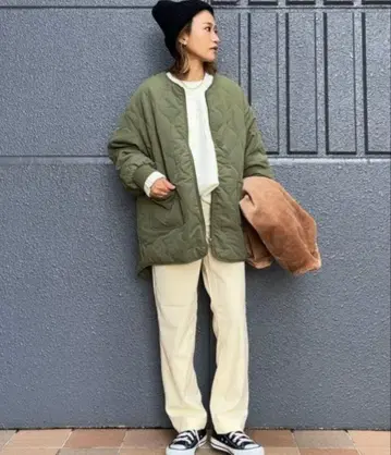 멀티 웨이 퀼트 자켓 카키 브라운 M 사이즈