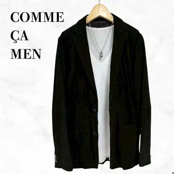 COMME CA MEN 테일러드 자켓 블랙 가죽 자켓 천연 가죽