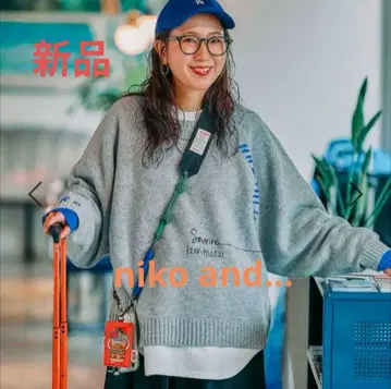 새상품! 니코앤드 be with M Misayo 배색 돌 풀오버 그레이