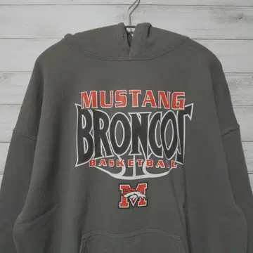 GILDAN 머스탱 브롱코스 농구 후드티 그레이 USA 구제 의류