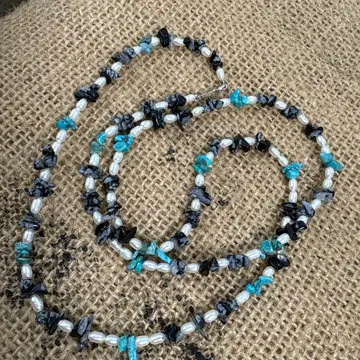 터콰이즈 펄 실버 목걸이 스털링