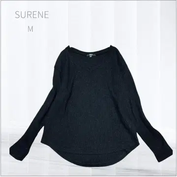 슈 베이직 리브 V넥 티셔츠 M 블랙 풀오버