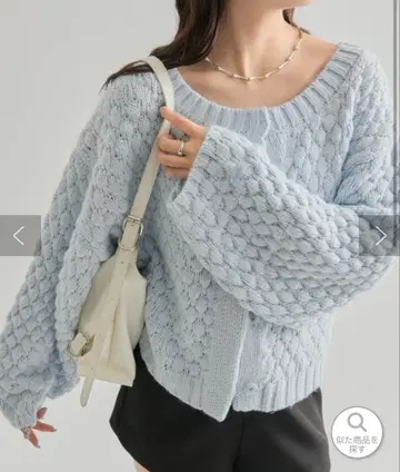 [ mystic ] 포코포코 니트 가디건 (블루)