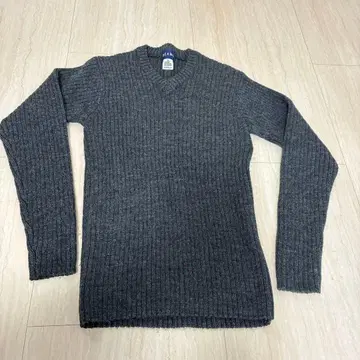 BEAMS 100% 울 그레이 V넥 스웨터 M