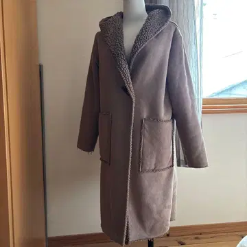 보아 후드 롱 코트 브라운 M