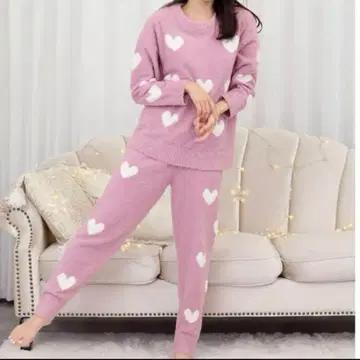 aimerfeel 하트 무늬 복슬복슬 룸웨어 세트