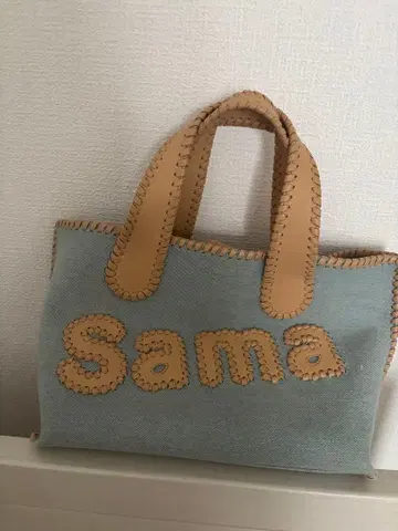 자수 토트백 스카이블루 사만다 타바사