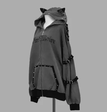 Evil Cat 고양이 귀 DimMoire 디무모아르 후드티 Gray