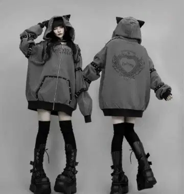 Evil Cat 고양이 귀 DimMoire 디무모아르 후드티 Gray