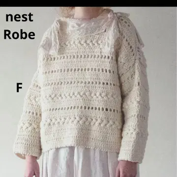 [ 새상품급 ] 네스트로브 페루 크로셰 니트 풀오버 화이트 F