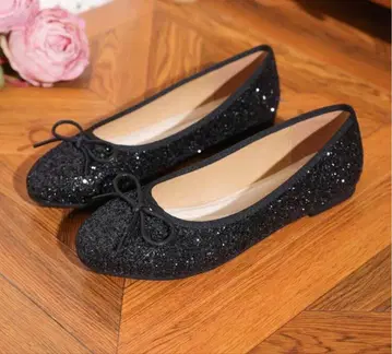 [ 24cm ] 글리터 블랙 발레 슈즈