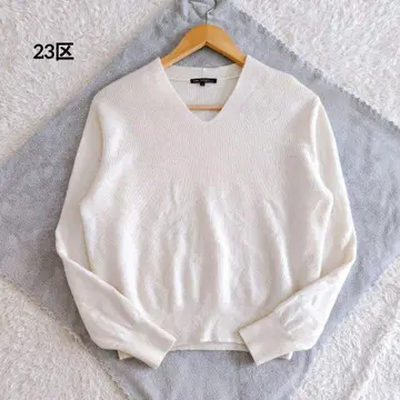 23구 마르세이유 울 20 캐시미어 V넥 니트 스웨터 화이트
