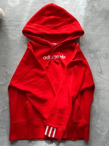 adidas 후드 부착 후드티 레드