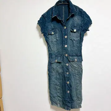 1점 데님 셔츠 원피스 반팔 여성용