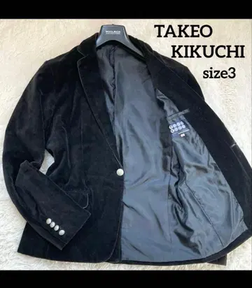 은색 버튼 다케오 키쿠치 벨로아 원단 테일러드 자켓 블랙 사이즈 3