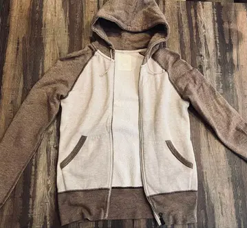 cav-000 후드 부착 집업 후드티 브라운 베이지