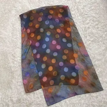 그라데이션 컬러 도트 도트 무늬 스카프 비침 시어 숄 스톨