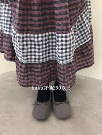 coyseio 빨간색과 검은색 체크 플레어 스커트