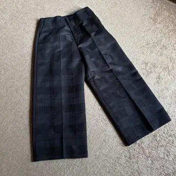 다마 컬렉션 premium 블랙 체크 자수 와이드 팬츠 새상품