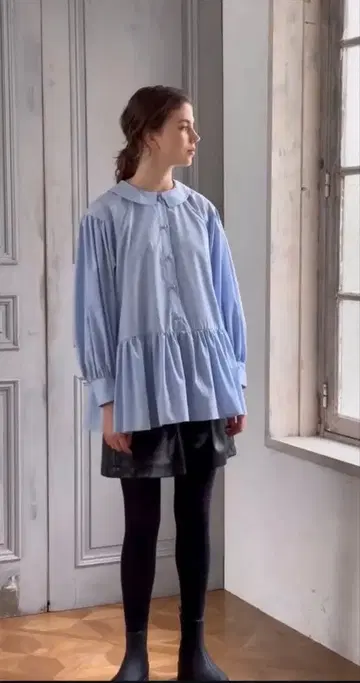 안미누 개더 플레어 블라우스 (색스)