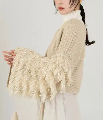 hinari 루프 프린지 니트 가디건