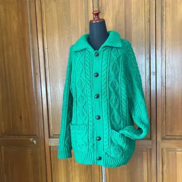 WPS 그린 케이블 니트 가디건 M
