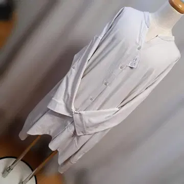 라이트 그레이 긴팔 롱 셔츠