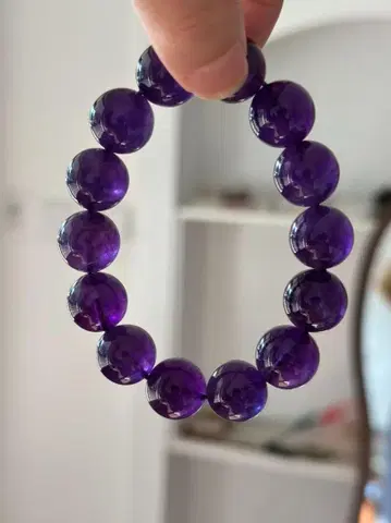 자수정 비즈 팔찌 짙은 보라색 14mm
