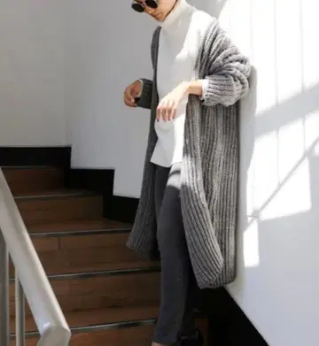 Ungrid 언그리드 그레이 니트 롱 가디건