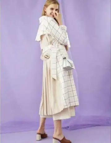 머큐리 듀오 체크 x 컬러 블로킹 트렌치코트