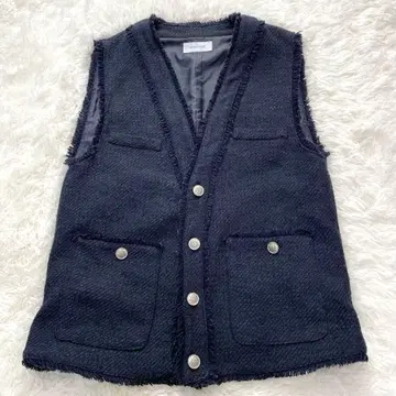 심플리시떼 베스트 트위드 프린지 베스트 다크 네이비 M