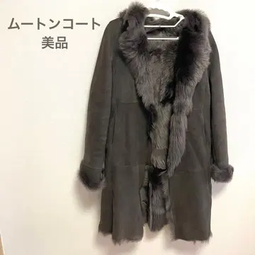 여성용 무스탕 코트 양가죽 다크 브라운 후드 달린 새상품급