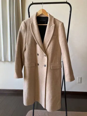 ZARA 베이지 더블 브레스트 체스터 코트