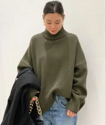 AP STUDIO CINOH 치노 울 터틀넥 풀오버 카키