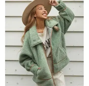 착용 횟수 2회 아냅 민피 보아 플라이트 자켓 블루종