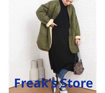 프릭스스토어 퀼트 리버서블 보아 블루종 (노카라 코트)