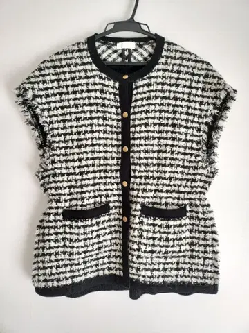 BALLSEY 니트 콤비 트위드 프렌치 슬리브 베스트