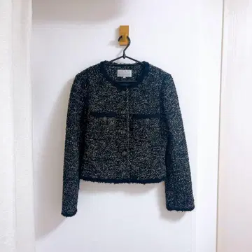 노카라 트위드 자켓 M-PREMIER 블랙 고급 결혼식