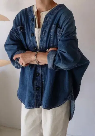 argue baseball denim wide shirt jacket