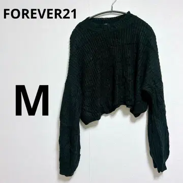 FOREVER21 블랙 크롭 니트 [ M ] 블랙