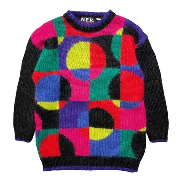 USA 구제 빈티지 모헤어 디자인 니트 스웨터 기하학 패턴