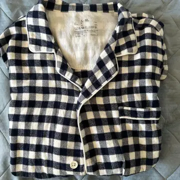 무인양품 겨드랑이에 솔기가 없는 플란넬 파자마 신사 L~XL 네이비 체크